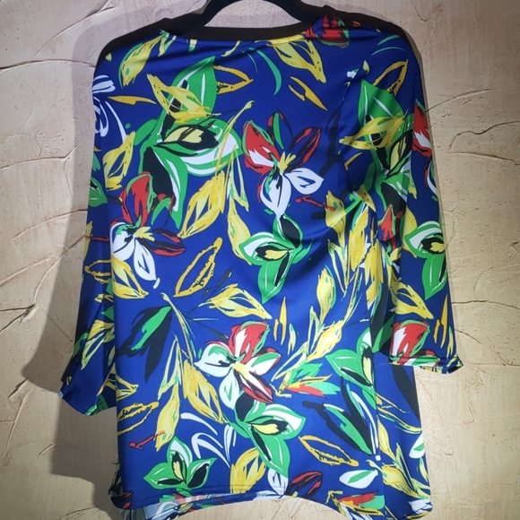 Peck & Peck Blue Floral Blouse Top Medium - Picture 7 of 8